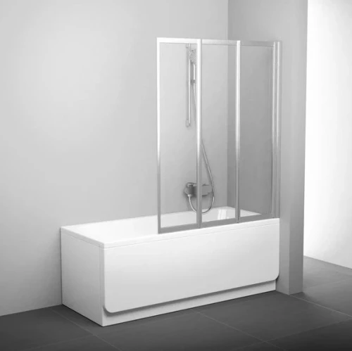 Перегородка (шторка, ширма) на борт ванны складная Ravak VS3 115 белый профиль матовый полистирол 795S010041